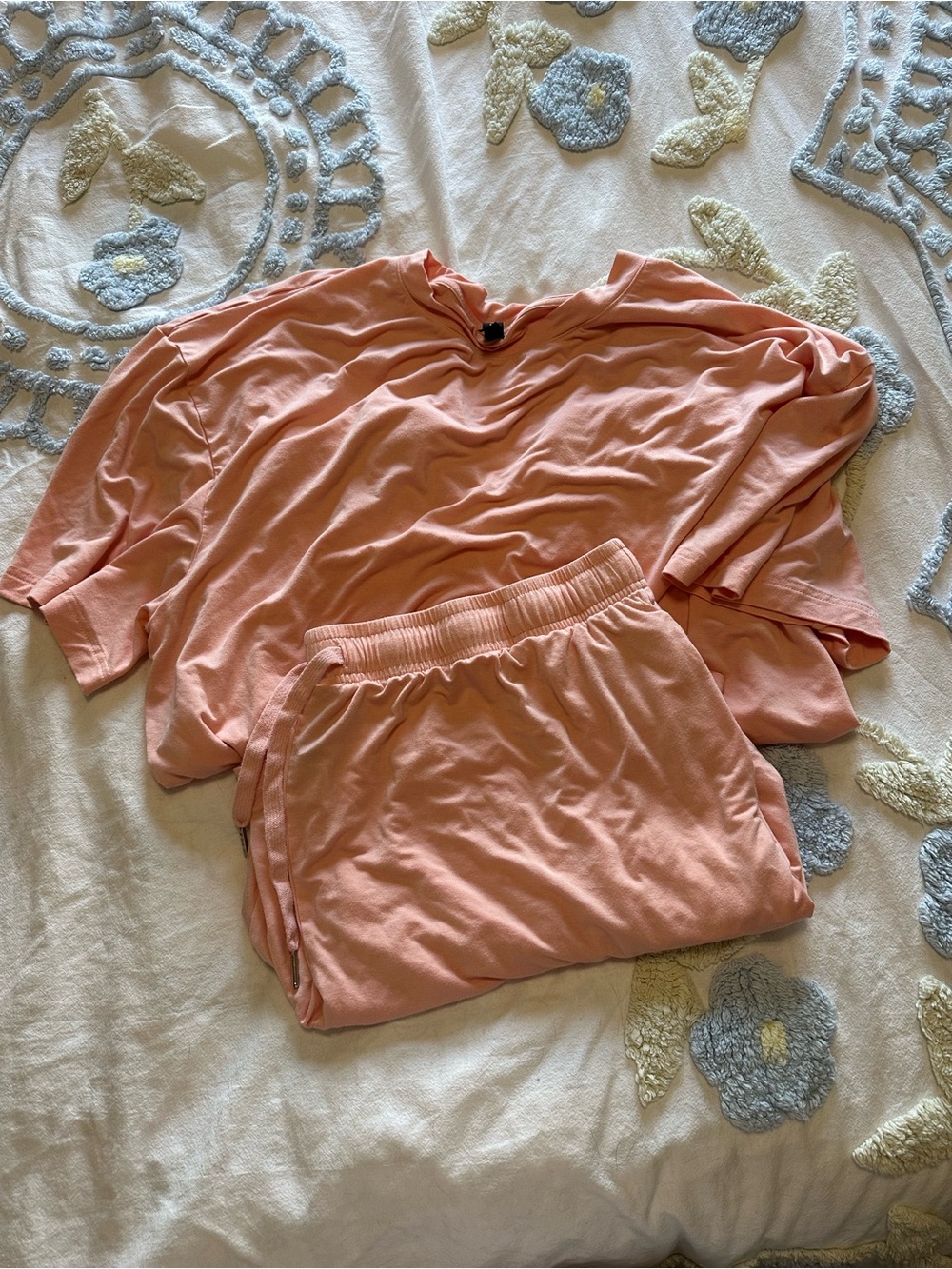 Comfrt  Peach Lounge Set - Relaxed Tee & Elastic Waist Shorts